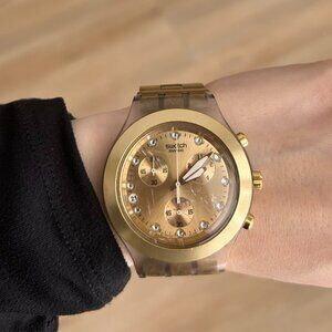 Rare Swatch Irony Diaphane Full-Blooded Chronograph SVCK4032G Unisex Watch